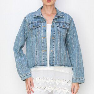 new ORIGMAI embellished jean denim jacket (4-colors) SM-2X classic rhinestones